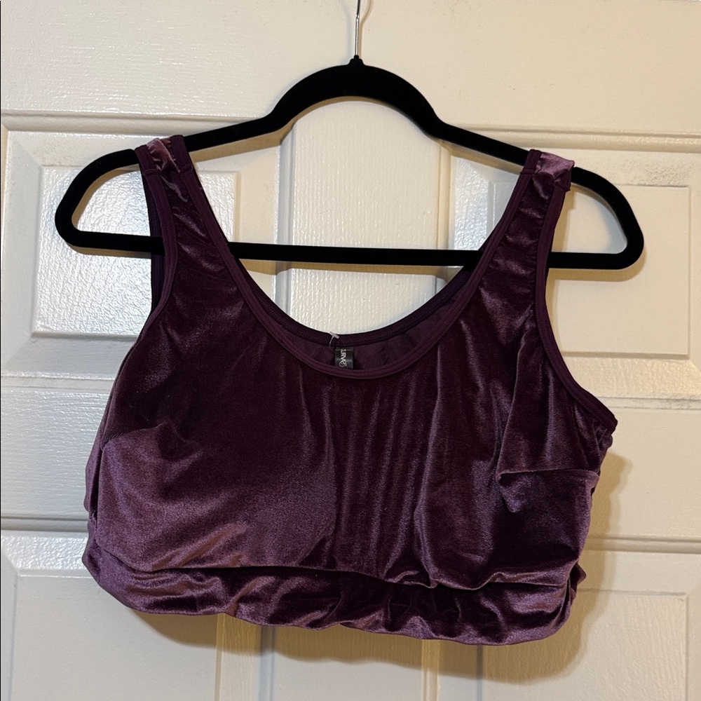Chic Velvet Crop Top in Deep Purple